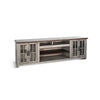 Zeka TV Media Console | 98" w 2 Glass Cabinets | Gray Mahogany Wood
