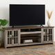 Zeka TV Media Console | 98" w 2 Glass Cabinets | Gray Mahogany Wood
