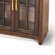 Zeka TV Media Console | 98’’ w 2 Glass Cabinets | Dark Brown Mahogany Wood