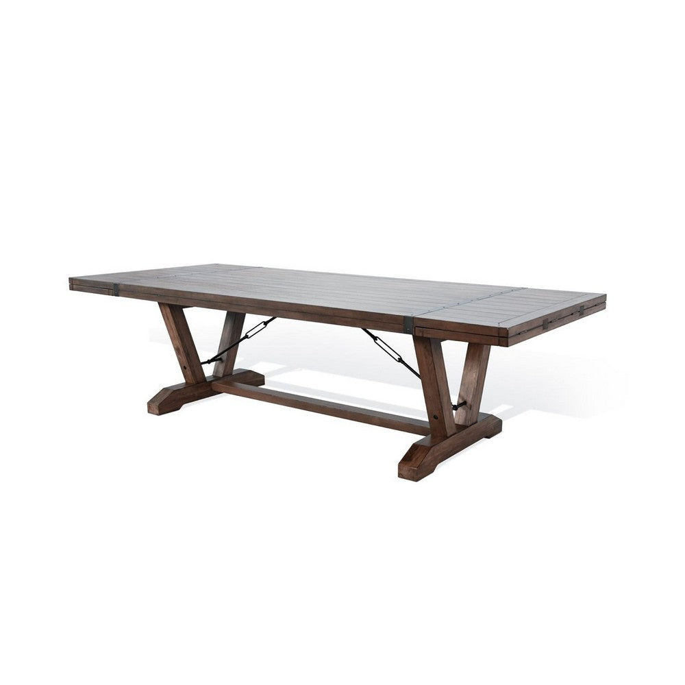 Yael Dining Table | 108-140’’ | 8 to 14 Seater | Brown Mahogany Wood BM339811