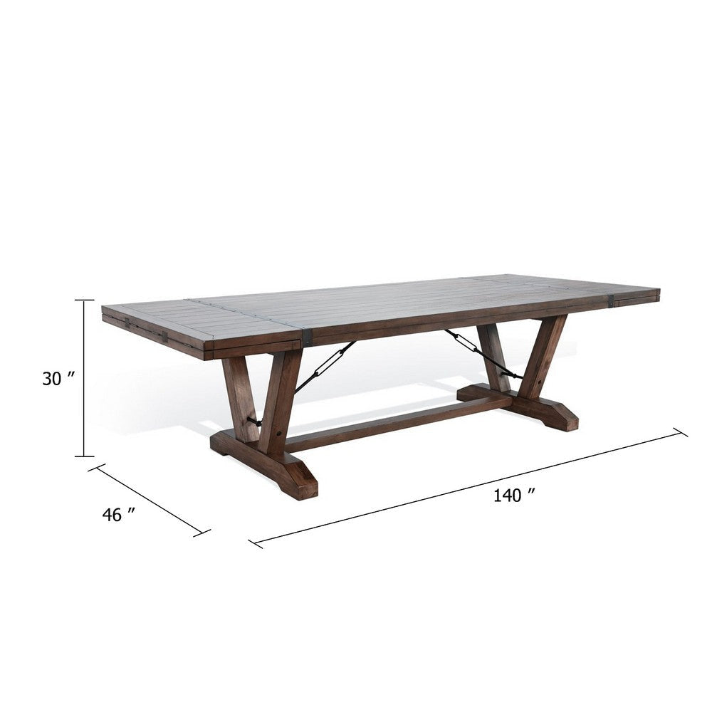 Yael Dining Table | 108-140’’ | 8 to 14 Seater | Brown Mahogany Wood BM339811