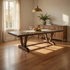 Yael Dining Table | 108-140" | 8 to 14 Seater | Brown Mahogany Wood