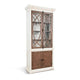 Camie Tall Cabinet | 2 Glass Doors w 2 Brown Doors | White Mahogany Wood