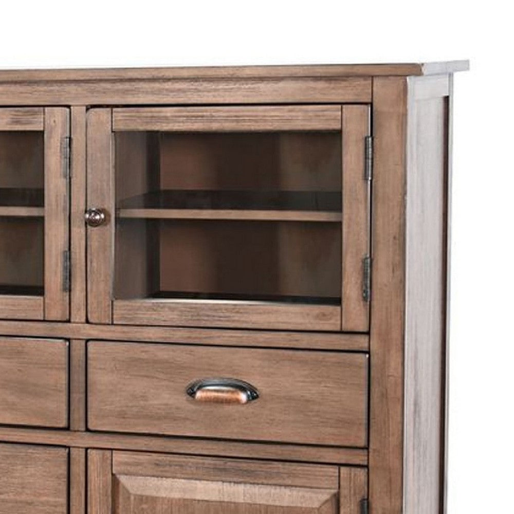 Yael Server Console | 59’’ | 5 Drawers w 5 Cabinets | Natural Brown Mahogany Wood BM339814