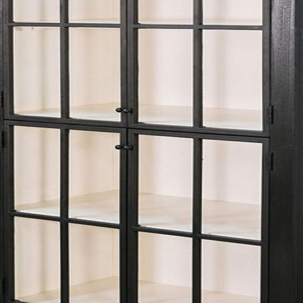 Rex Tall Accent Cabinet | 84’’ | 4 Glass Doors w Interior Shelves | Black BM339815