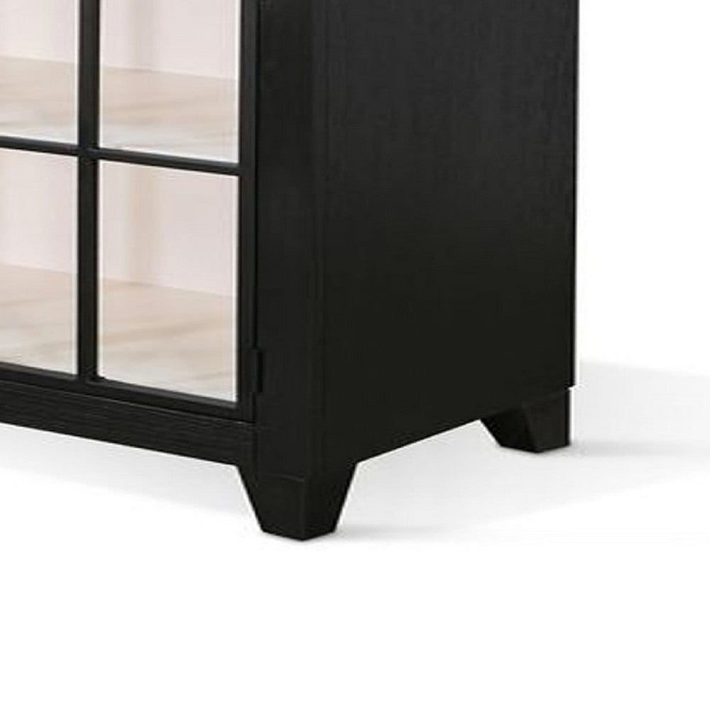 Rex Tall Accent Cabinet | 84’’ | 4 Glass Doors w Interior Shelves | Black BM339815