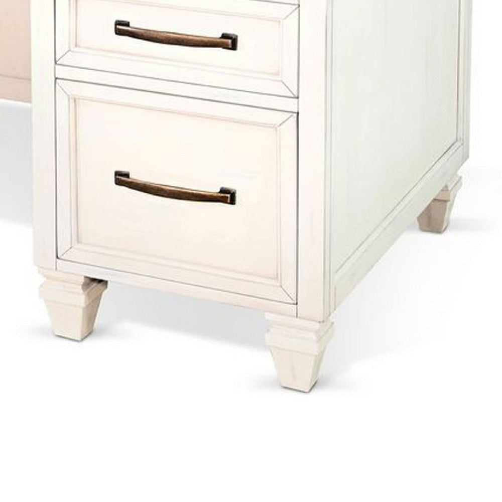 Wiz Office Desk | 66’’ Brown Wood Top | 7 Drawers | White Mahogany Wood BM339816