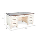 Wiz Office Desk | 66’’ Brown Wood Top | 7 Drawers | White Mahogany Wood BM339816