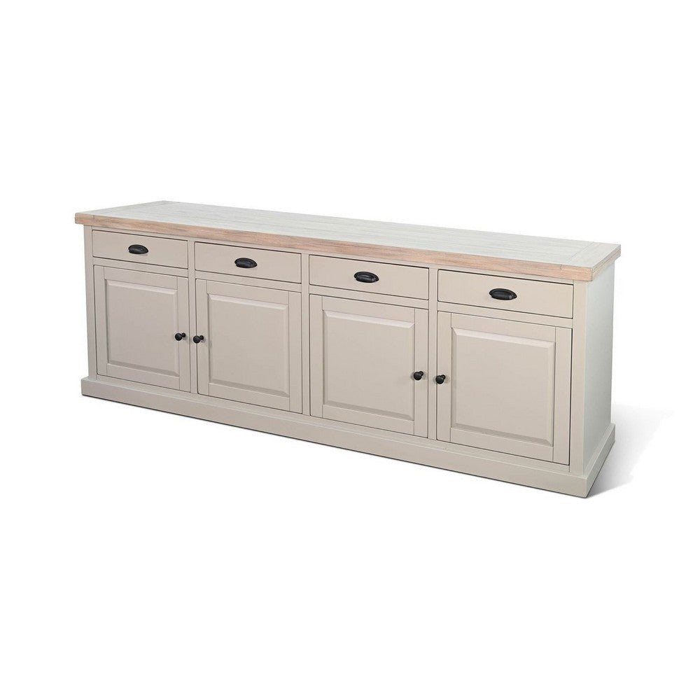 Loma Sideboard Buffet Server | 95’’ | 4 Cabinet Doors | Light Gray Wood BM339817