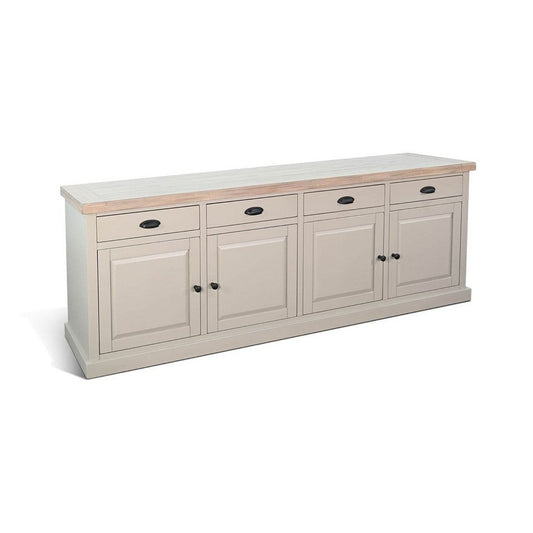 Loma Sideboard Buffet Server | 95" | 4 Cabinet Doors | Light Gray Wood