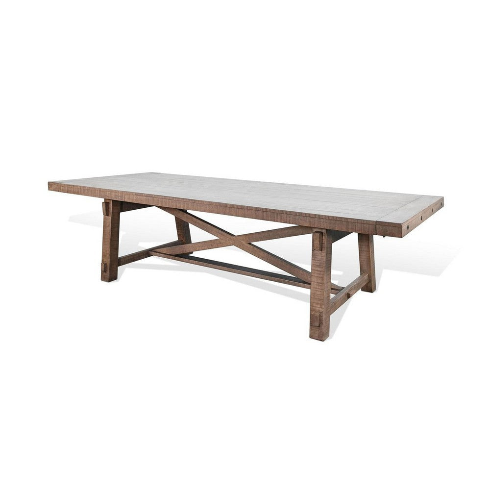 Veny Extendable Dining Table 108 - 140’’ 8 to 14 Seater Brown Mahogany Wood BM339818