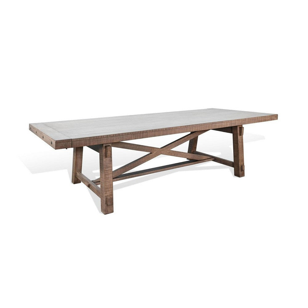Veny Extendable Dining Table 108 - 140"  8 to 14 Seater, Brown Mahogany Wood