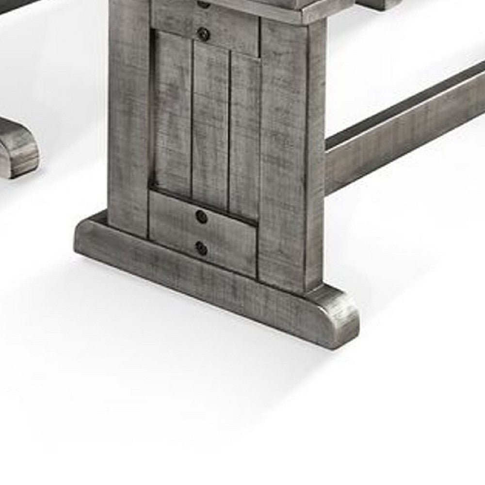 Zeka 4pc Breakfast Nook Dining w Storage Bench Set | Gray Mahogany Wood BM339819