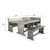 Zeka 4pc Breakfast Nook Dining w Storage Bench Set | Gray Mahogany Wood BM339819