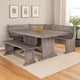 Zeka 4pc Breakfast Nook Dining w Storage Bench Set | Gray Mahogany Wood