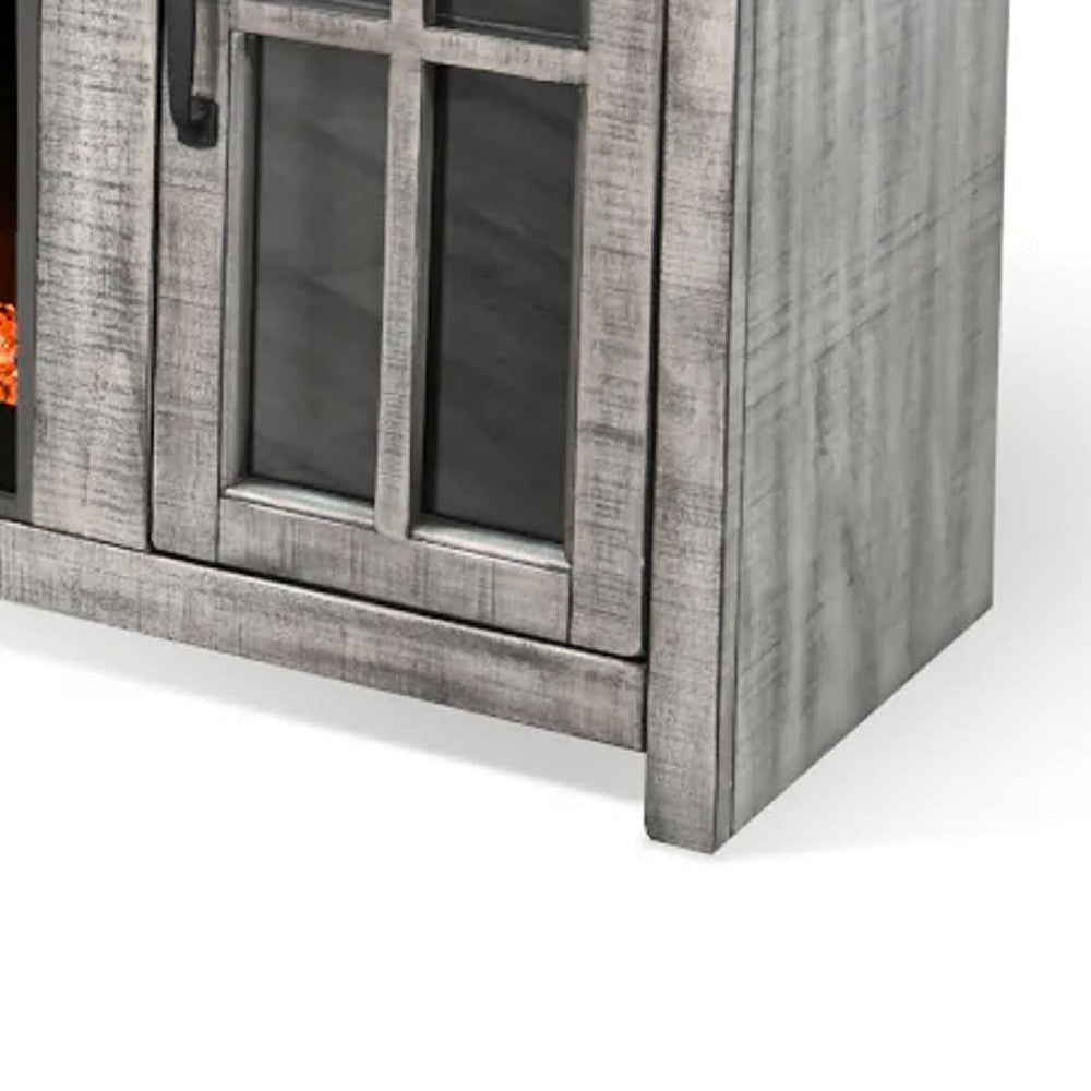 Gery TV Media Console w Crystal Fireplace | 76’’ | 2 Cabinets | Gray BM339820