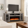 Gery TV Media Console w Crystal Fireplace | 76" | 2 Cabinets | Gray