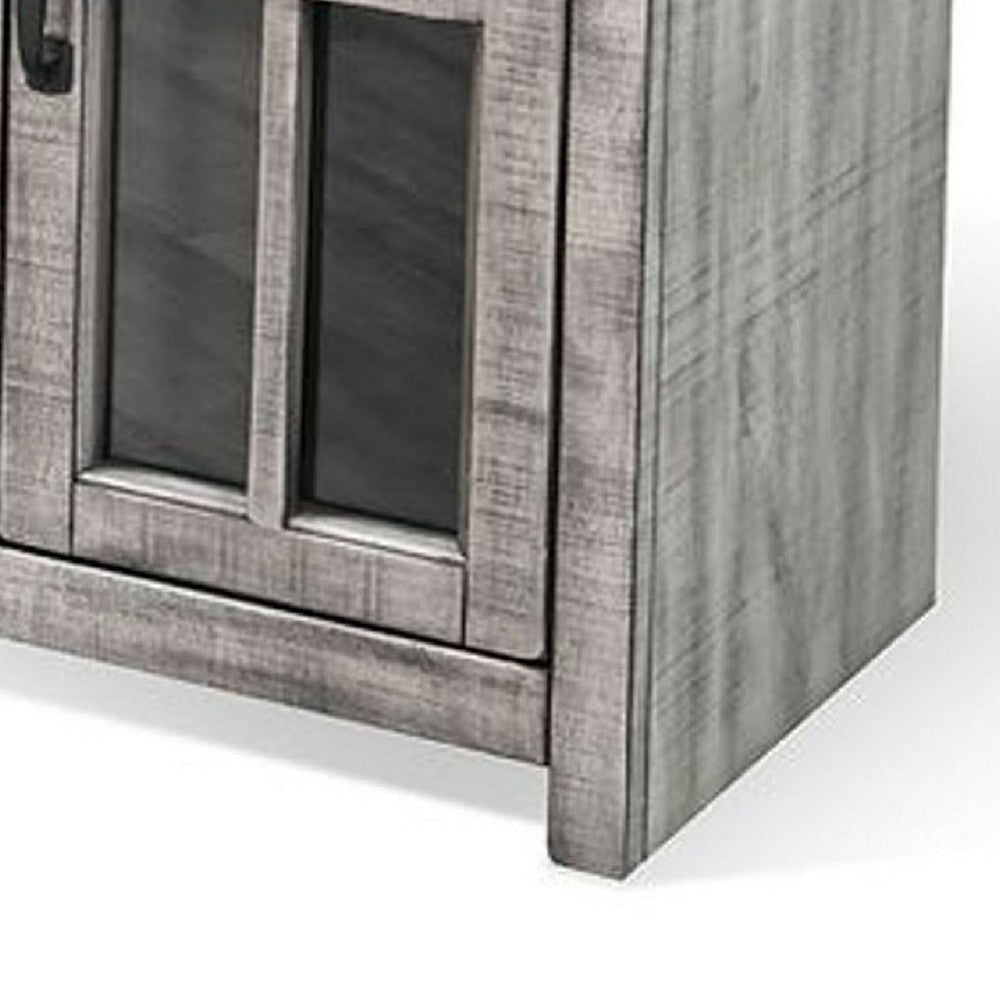 Gery TV Media Console w Log Fireplace | 76’’ | 2 Cabinets | Gray BM339821