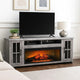 Gery TV Media Console w Log Fireplace | 76" | 2 Cabinets | Gray