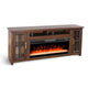 Gery TV Media Console w Crystal Fireplace | 76" | 2 Cabinets | Brown