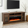 Gery TV Media Console w Crystal Fireplace | 76" | 2 Cabinets | Brown