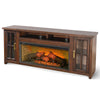 Gery TV Media Console w Log Fireplace | 76" | 2 Cabinets | Dark Brown