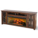 Gery TV Media Console w Log Fireplace | 76" | 2 Cabinets | Dark Brown