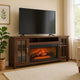 Gery TV Media Console w Log Fireplace | 76" | 2 Cabinets | Dark Brown