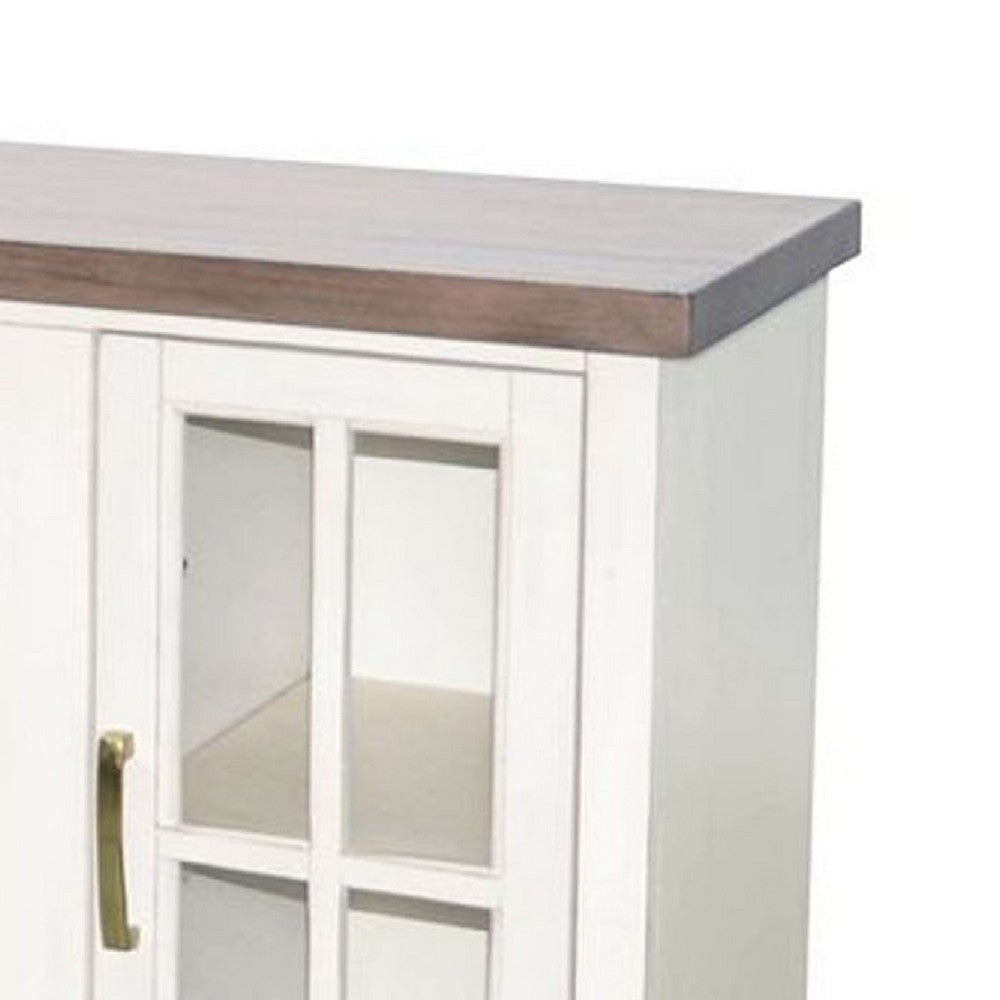 Gery TV Media Console w Crystal Fireplace | 76’’ | 2 Cabinets | White BM339824