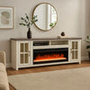 Gery TV Media Console w Crystal Fireplace | 76" | 2 Cabinets | White