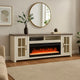 Gery TV Media Console w Crystal Fireplace | 76" | 2 Cabinets | White