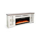Gery TV Media Console w Crystal Fireplace | 76" | 2 Cabinets | White