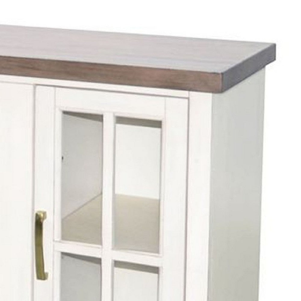 Gery TV Media Console w Log Fireplace | 76’’ | 2 Cabinets | White BM339825