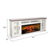 Gery TV Media Console w Log Fireplace | 76’’ | 2 Cabinets | White BM339825