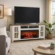 Gery TV Media Console w Log Fireplace | 76" | 2 Cabinets | White