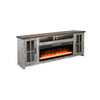 Gery TV Console w Crystal Fireplace | 76" | 2 Cabinets | Gray Brown Mahogany