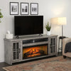 Gery TV Console w Log Fireplace | 76" | 2 Cabinets | Gray Brown Mahogany