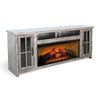 Gery TV Console w Log Fireplace | 76" | 2 Cabinets | Gray Brown Mahogany