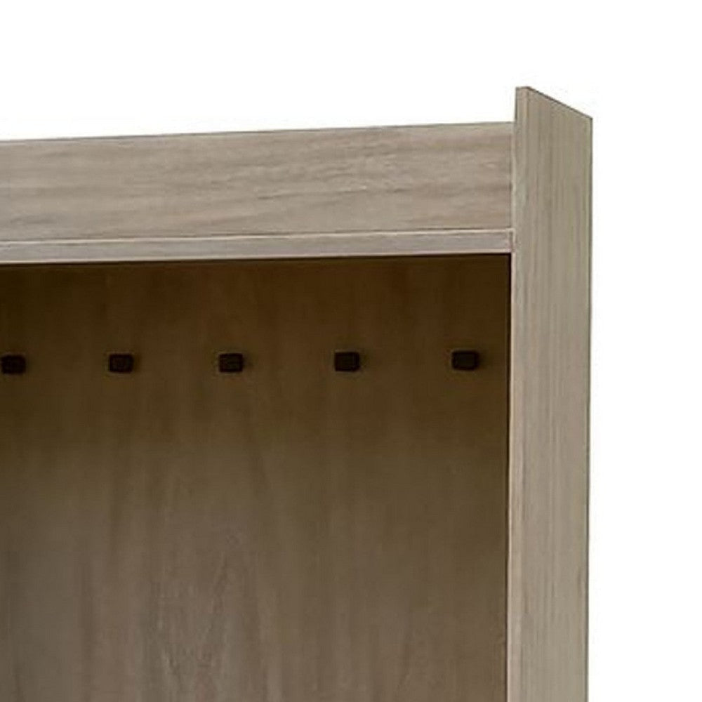 Jiny 72’’ Hall Tree w Cushioned Seat Bench | 3 Drawers | Wheat Brown BM339828