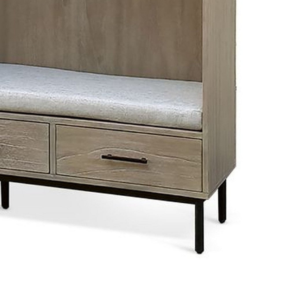 Jiny 72’’ Hall Tree w Cushioned Seat Bench | 3 Drawers | Wheat Brown BM339828