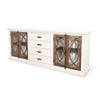 Camie TV Media Console | 4 Glass Cabinet Doors | White Solid Wood 91’’ BM339829