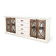 Camie TV Media Console | 4 Glass Cabinet Doors | White Solid Wood 91’’ BM339829