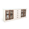 Camie TV Media Console | 4 Glass Cabinet Doors | White Solid Wood 91"