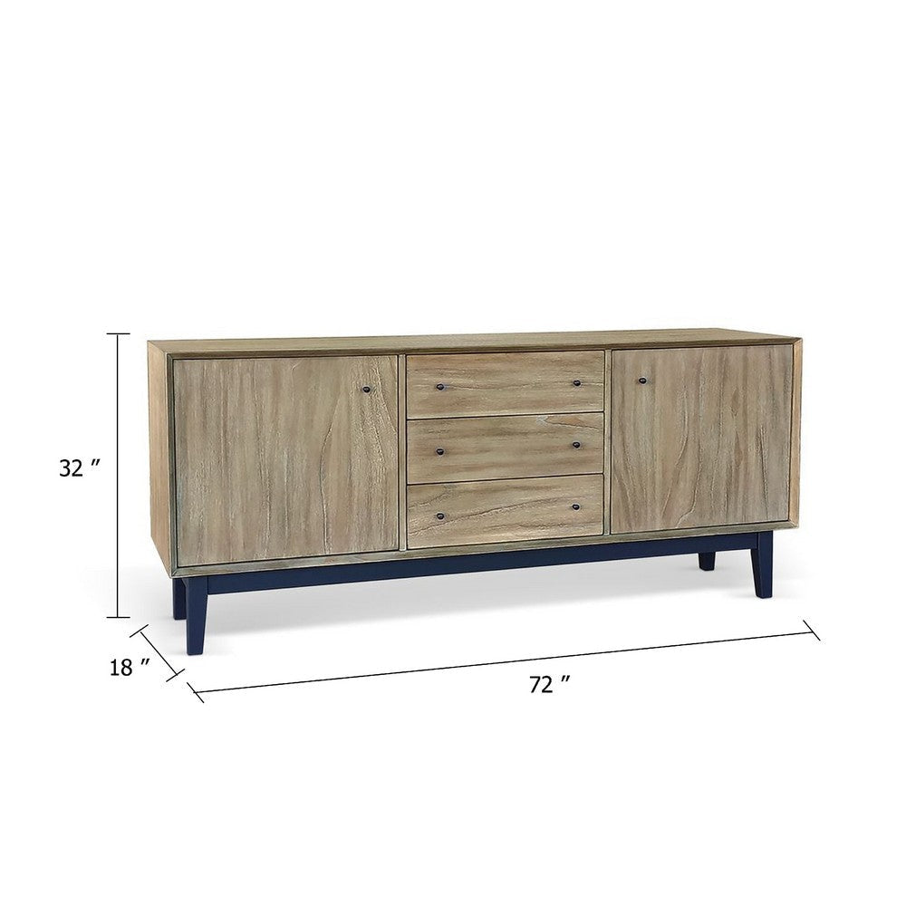 Claire Buffet Server Console | 3 Drawers 2 Cabinets | Wheat-Black Mindi Wood BM339831