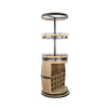 Greta Barrel Bar Unit w Swivel Base | Wine Cubbies | Natural Mindi Wood