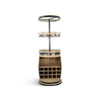 Greta Barrel Bar Unit w Swivel Base | Wine Cubbies | Natural Mindi Wood BM339834