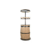 Greta Barrel Bar Unit w Swivel Base | Wine Cubbies | Natural Mindi Wood BM339834