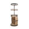 Greta Barrel Bar Unit w Swivel Base | Wine Cubbies | Natural Mindi Wood BM339834