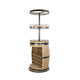 Greta Barrel Bar Unit w Swivel Base | Wine Cubbies | Natural Mindi Wood BM339834