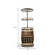Greta Barrel Bar Unit w Swivel Base | Wine Cubbies | Natural Mindi Wood BM339834